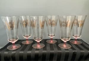 6 Drinking Glasses Pretty Pink