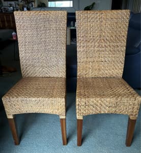 Rattan dining chairs x 8