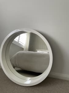 Decorative white round mirror for sale!