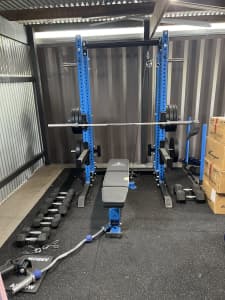 Home gym with weight plates