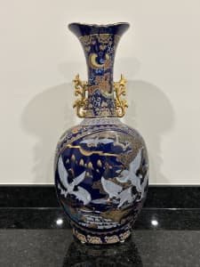 Oriental blue tall vase for sale-porcelain