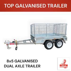 8x5 Tandem Galvanised Trailer with 900mm Cage Electric Brakes 3.2T ATM
