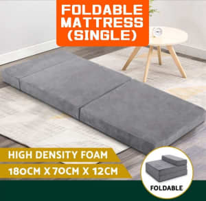 Bedding Foldable Mattress Folding Foam Mattresses Bed Mat Light GreyWA