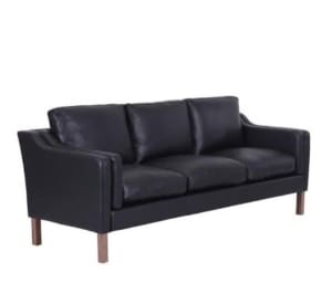 Replica Borg Mogenson 3 seater black leather sofa. VGC RRP$2600