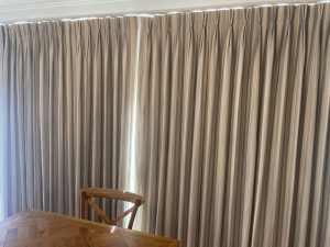 Curtains, light blue,beige,white stripes, custom-made, 7 drops in all