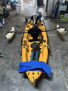 Hobie kayak outfitter twin / two seat with upgraded turbo fins.