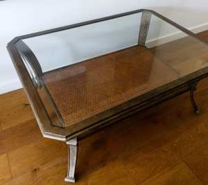 Large Sturdy Metal & Glass Coffee Table