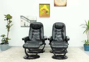 FREE DELIVERY-Genuine Leather MORAN Recliners with Footstools