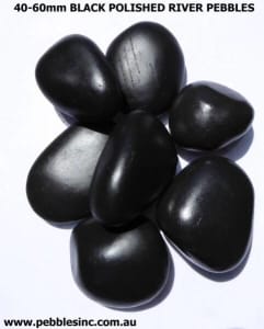 30-50/40-60mm BLACK POLISHED River Garden Pebbles and Stones 20kg-A GR