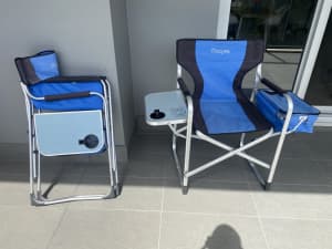 2 Outdoor Chairs with side table and cooler Bag