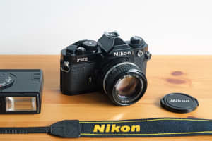 Nikon FM2n Film Camera with 50mm f/1.4 Lens & Flash