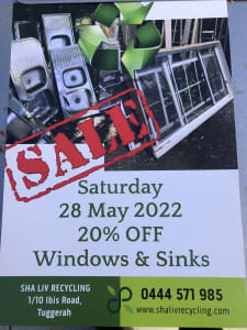 Sale windows and sinks 20% off