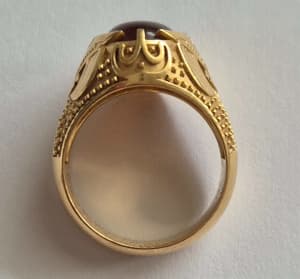 Customade Yellow Gold ring with Brown Agate gemstone Excellent design