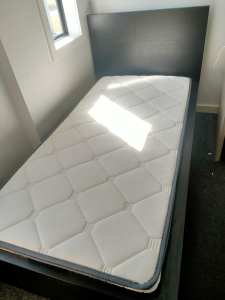 Black single bed frame and mattress comes with TWO DRAWERS