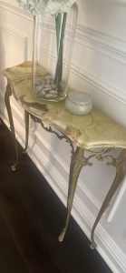 Mirror and marble table Antique gold leaf