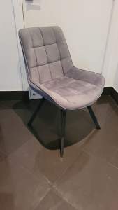 2 x Blaze Dining Chairs - Grey with Black legs