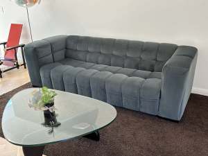 Coco republic 3 seater teal velvet ascona sofa