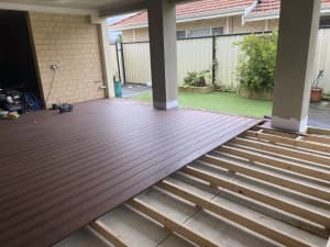 Solid composite decking jarrah from only $14 per LM- FREE DELIVERY