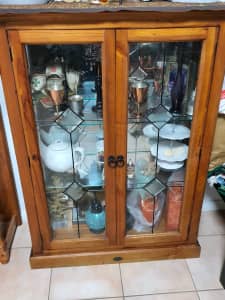 Vintage timber & glass cabinets over 60 years old 90cm width 120cm lon