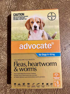 ADVOCATE FOR DOGS 4-10kg x 4 REDUCED $25