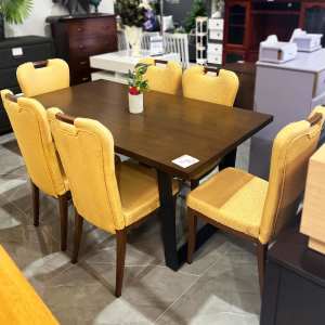 ONLY $690! Modern & Elegant Wooden Dining Table 6 Yellow Chairs