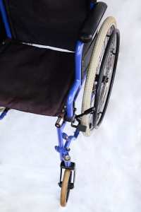 blue wheel chair