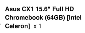 Asus 15.6 Chromebook cx1 celebrants 64gb