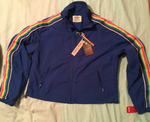 RAINBOW STRIPE ZipUp Jacket COST$30NEW withTags Collar Lined 2 pockets