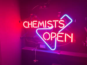 Chemists open - genuine neon sign
