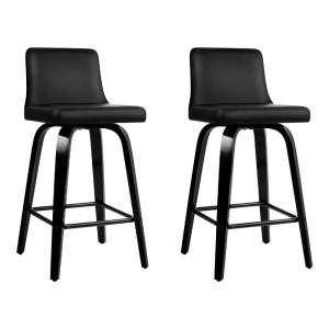 Artiss Bar Stools Kitchen Leather Barstools Swivel Wooden Chairs X2