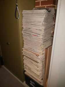 Newspapers, large quantity, 3 metre stack