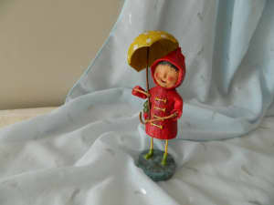 April Showers LORI MITCHELL Figurine Girl In Red Raincoat