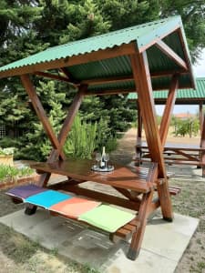 Outdoor dining picnic table shelter
