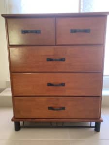 Amart- 5 drawer timber chest