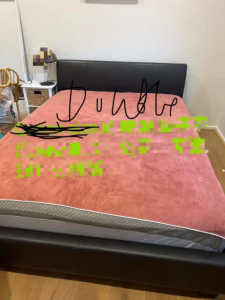 ! Nice double leather bed frame with mattress