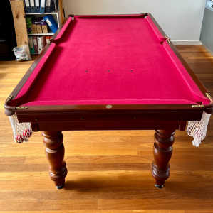 Alcocks 7-foot pool table, Italian slate, red, with table top