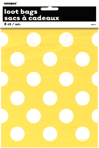 Yellow Polka Dot Birthday Party Celebration Party Loot Treat Bags x 8
