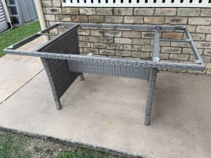 Outdoor dining table grey wicker