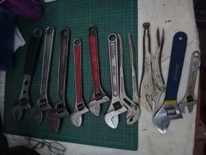 Bahco,Irega,Geddore and other shifter and vise grip collection 10 pie 
