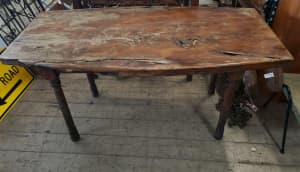 Vintage old jarrah slab solid timber table desk restoration rustic 
