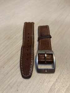 Swatch leather watch strap with metal buckle - GOOD CONDITION