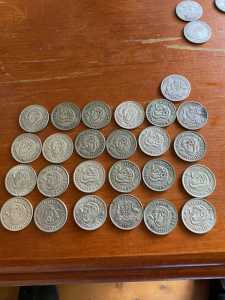 Shillings g coins mixed dates. 170 grams weight