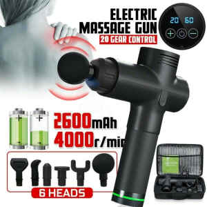 Massage Gun - 6 Heads, LED Display, 20 Speeds, Carry Case