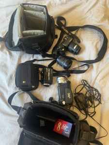 Small assortment of cameras, lenses, bags, accessories etc