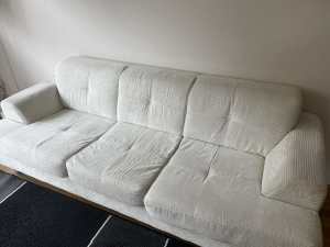 3 Seater cord ivory colour lounge available 3April24.