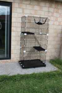 Multi Level Large Cat Kitten Crate with Litter Tray Wheels Hammock Bed