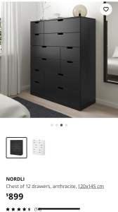 NORDLI IKEA Chest of 12 drawers, anthracite, 120x145 cm