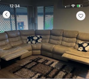 7 Seater Leather Lounge with Recliner