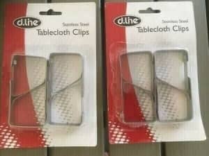 DLine Stainless Steel Tablecloth clips $9 for the lot (NEW)