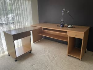 Desk in an L shaped formation